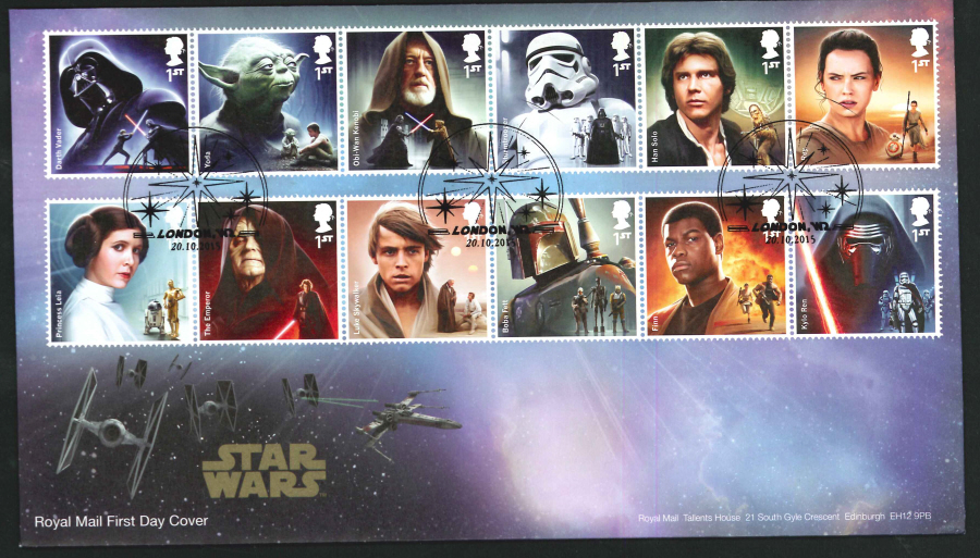 2015 - Star Wars Set First Day Cover, London W2 Postmark